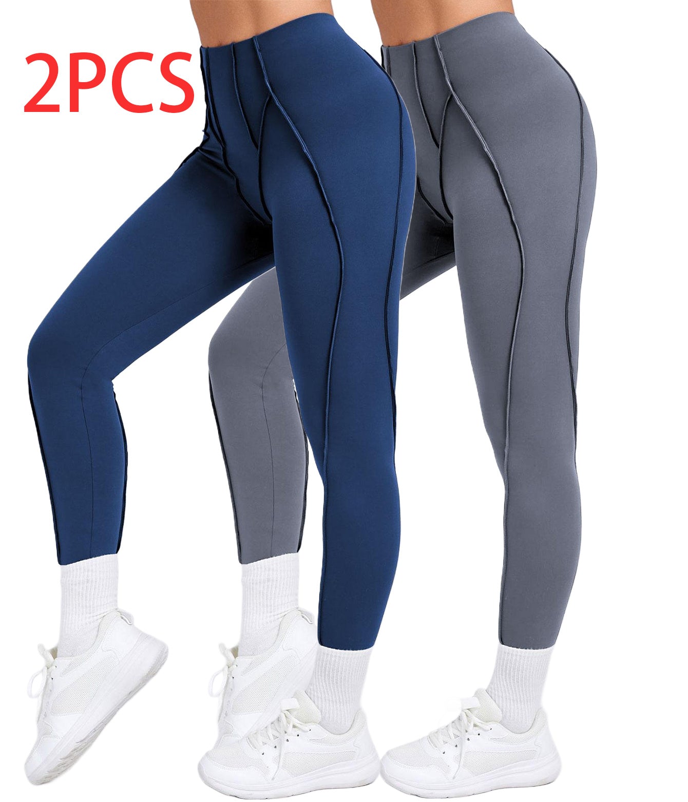2 Pack Women's Quick Dry High Waist Tummy Control Yoga Pants Workout Leggings With Side Pockets
