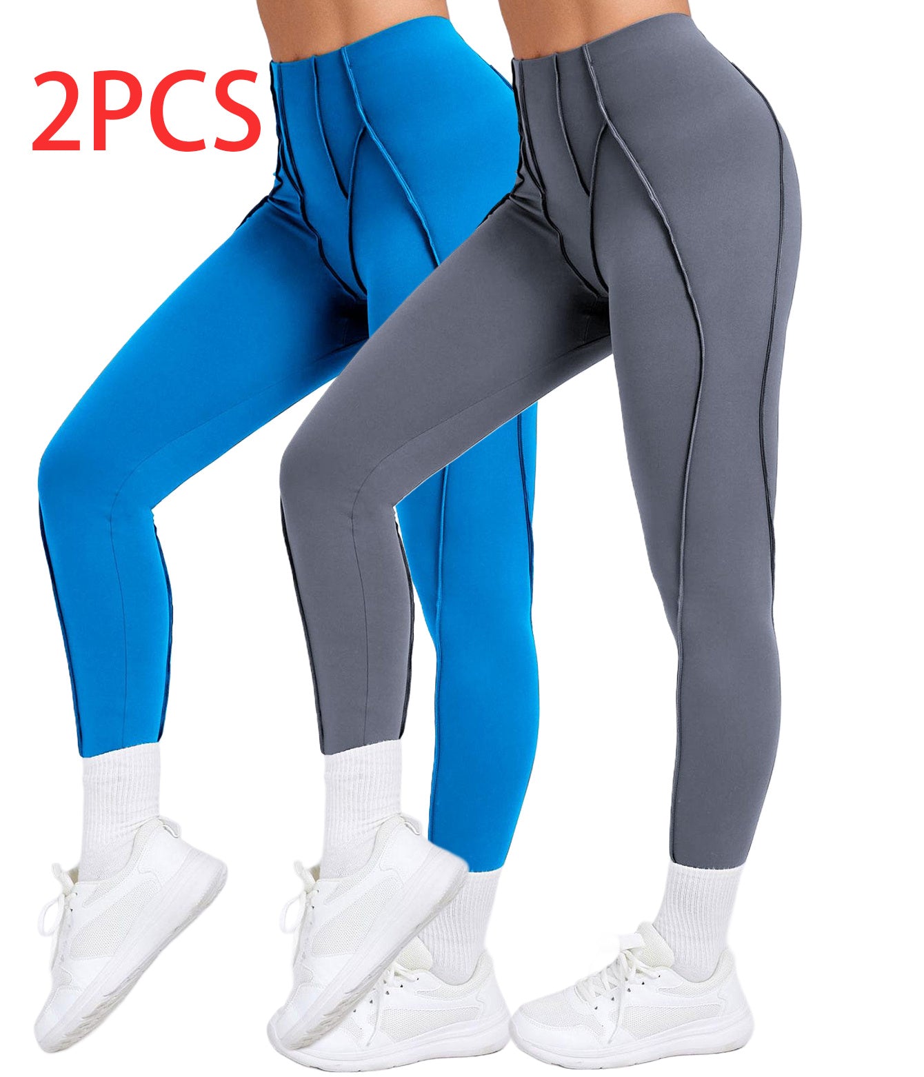 2 Pack Women's Quick Dry High Waist Tummy Control Yoga Pants Workout Leggings With Side Pockets