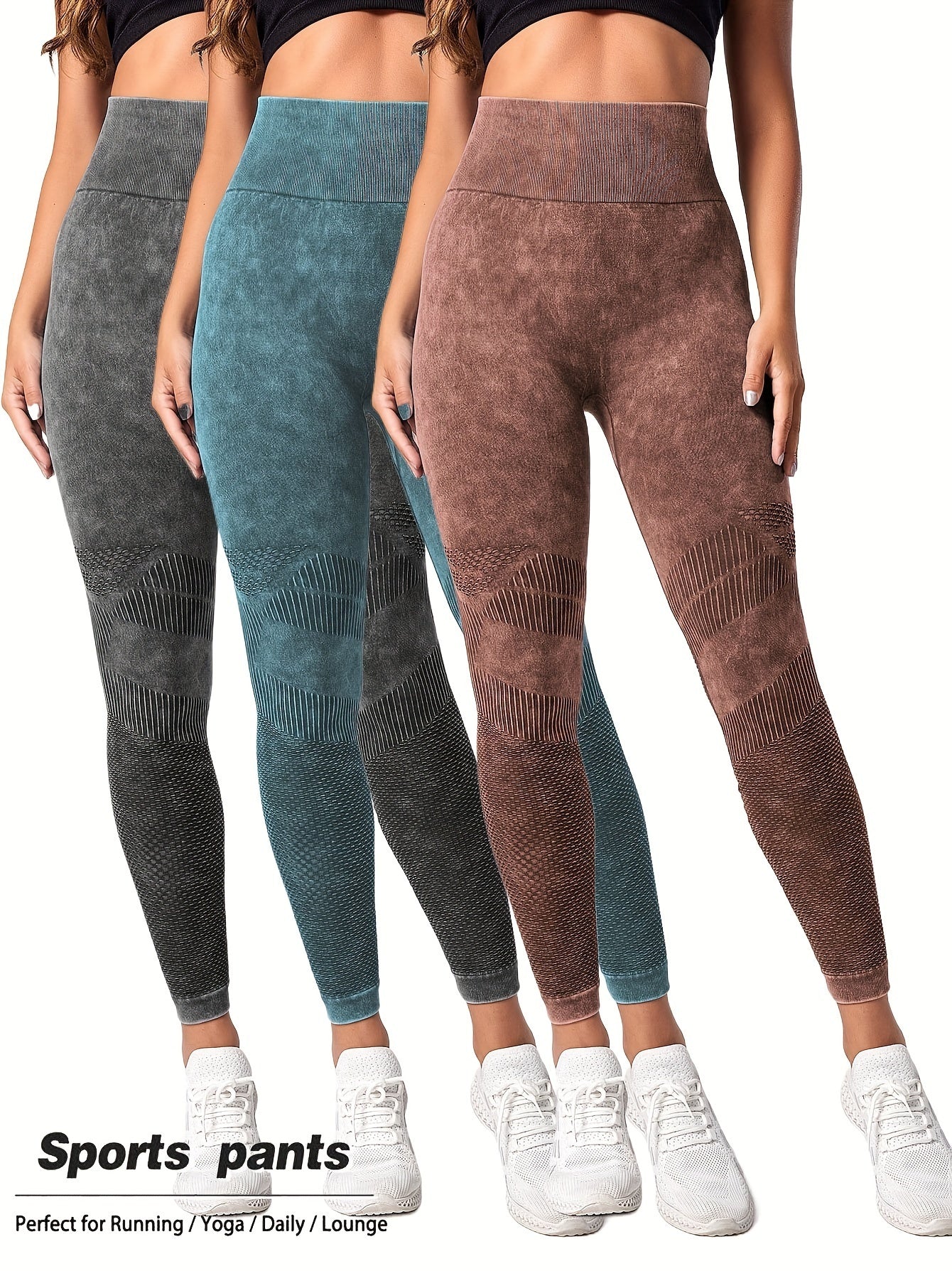 3 Pack Mesh Cut Out Leggings For Women Tights Breathable Workout Tummy Control Pants