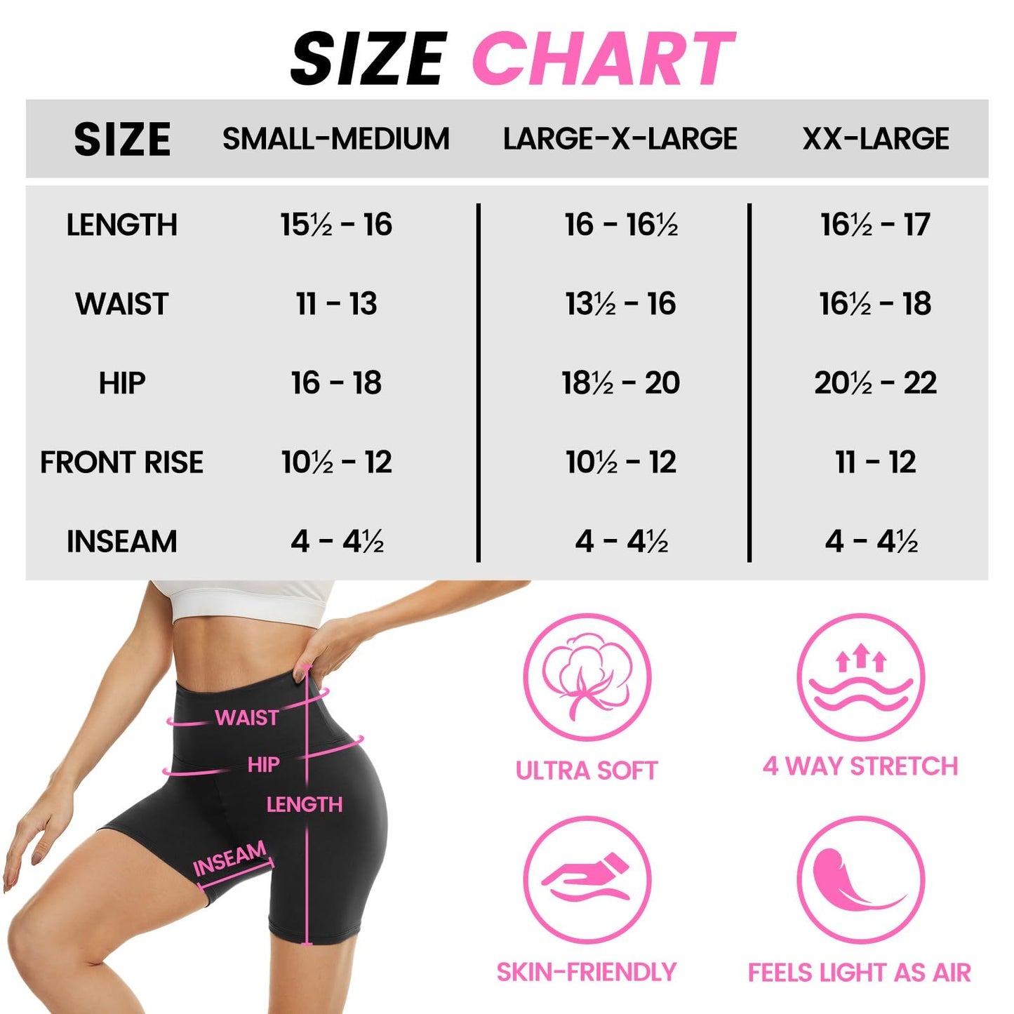 Leggings - 3 Points High Waist, 3 Pairs Of Black, Zhangqing, Dark Gray