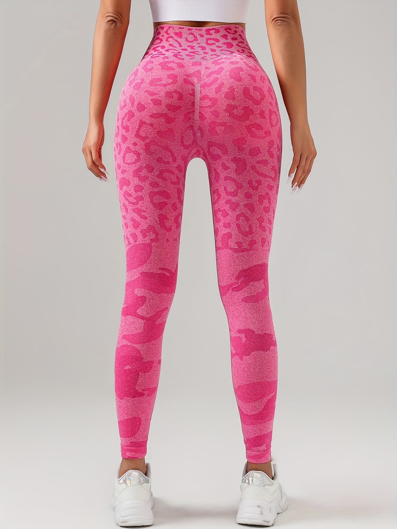 Leopard Seamless High Elasticity Sports Leggings,Tummy Control Yoga Tights