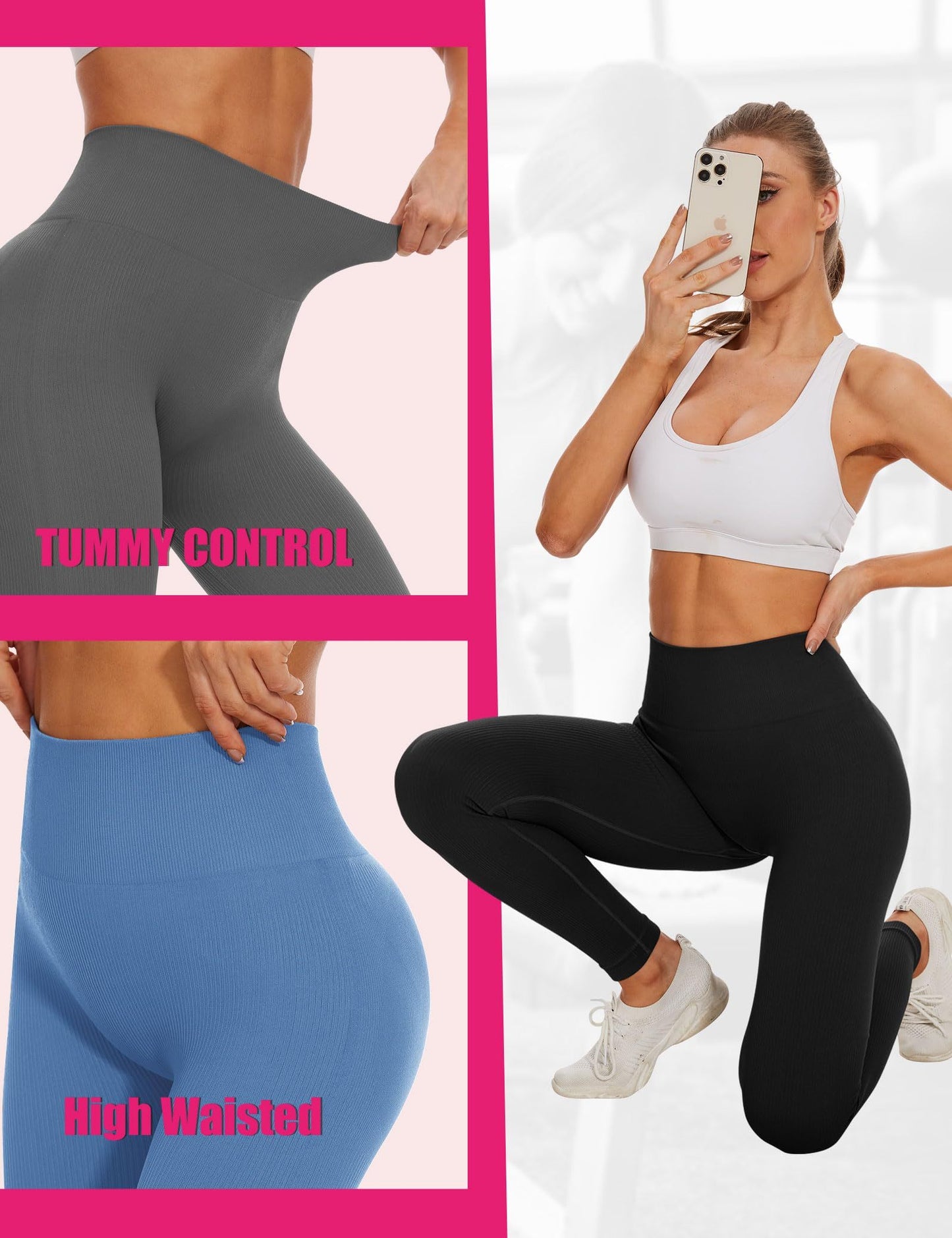 Leggings - Cropped High-waisted Seamless Solid Color
